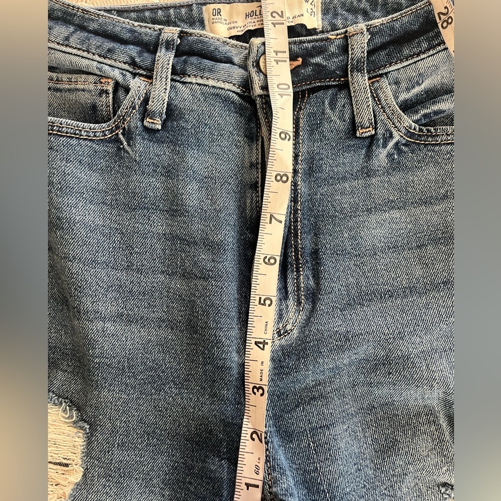 Hollister Vintage Stretch Distressed Curvy High-Rise Dad Jeans Women’s Size 0 - Picture 12 of 14
